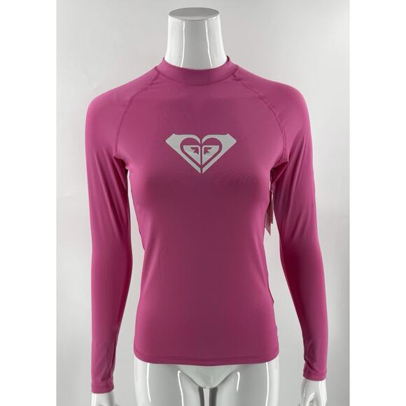 Roxy Swimsuit Rash Guard Size Small Pink Long Sleeve Beach Surf Womens NEW - Picture 1 of 7